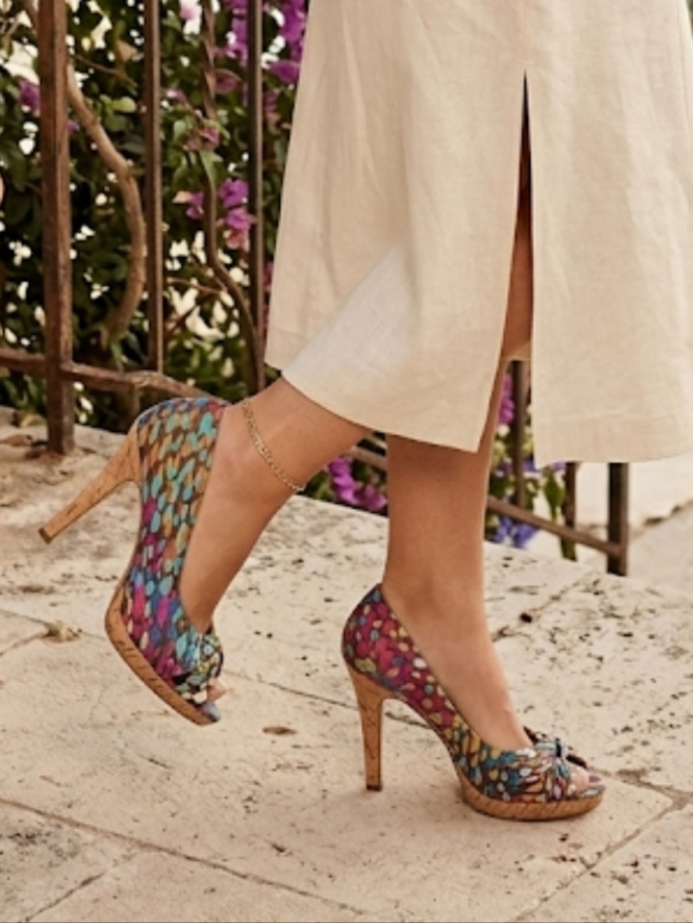 Steve madden Destin  Y2k Peep Toe  Cork Heel Pump